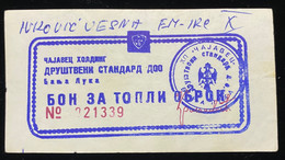 Ivković Vesna, Bosnia, Voucher Of The Company "Čajavec Holding", City Of Banja Luka - Bosnia Erzegovina