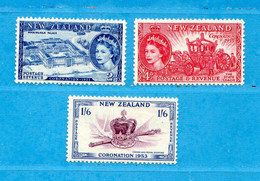 (Mn1) NUOVA ZELANDA  **-1953 - Elizabeth II.  Yvert. 318-320-322.  MNH** - Unused Stamps