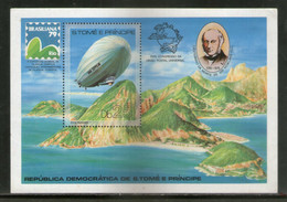 St. Thomas & Prince Is. 1979 Rowland Hill Zeppelin Graph UPU Mountain Sc 519 M/s MNH # 7726 - Rowland Hill