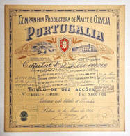 PORTUGAL-LISBOA-«Companhia Productora De Malte E Cerveja "Portugalia"- Titulo De Dez Acções 5000$00-16 De Maio De 1946 - Industrie