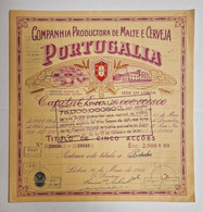 PORTUGAL-LISBOA-Companhia Productora De Malte E Cerveja "Portugalia"- Titulo De Cinco Acções 2500$00-12FEV1966 - Industrie