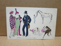 XAVIER SAGER Carte Illustrée Hippisme Mlle Quel Est Le Nom De Votre Favori ? Alphonse - Sager, Xavier