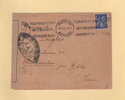 Censure - 1945 - Destination Suisse - Paris - Type Iris - Guerre De 1939-45