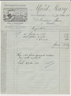 FACTURE De LA DISTILLERIE LEVALLOISE  ALFRED MASY à LEVAL - BINCHE Pour GARIN De RESSAIX En 1896 ! - Factures