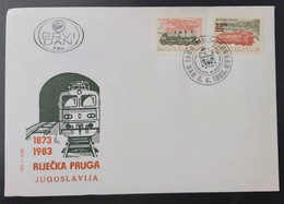 Yugoslavia 1983, Rijeka Railways Trains Locomotive  FDC First Day 4/8 - Cartas