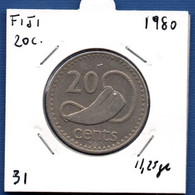 FIJI - 20 Cents 1980 -  See Photos -  Km 31 - Fidji