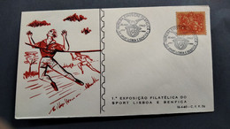 PORTUGAL COVER - 1ª EXP. FILATELICA DO SPORT LISBOA E BENFICA 1960 (PLB#03-68) - Postembleem & Poststempel