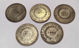 Brazil 1853, 1855, 1858, 1859, 1860 1000 Reis Silver Coin Of Petrus II, ~UNC (Brésil Empire Monnaie D‘ Argent - Brazilië