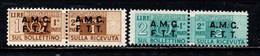 TRIESTE - AMGFTT - 1947 - PACCHI POSTALI - SOVRASTAMPA SU DUE LINEE - 1 E 2 LIRE - MNH - Colis Postaux/concession