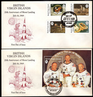 VIRGIN ISLANDS(1989) Moon Landing 20th Anniversary. Set Of 2 Unaddressed FDCs With Cachet. Scott Nos 641-5. - Antilles