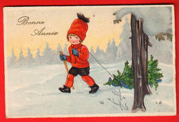 VAY-14 Bonne Année Enfant Tirant Un Sapin. Circ. 1923 - Neujahr