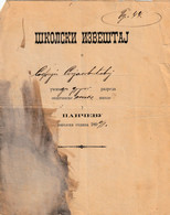 SERBIA  --  PANCEVO    --  SKOLSKI IZVESTAJ  --   CERTIFICATE  --   1896  --  KOSTA STOJANOV - Diploma & School Reports