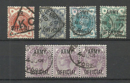 ENGLAND Great Britain 1886/1901 Dienstmarken Army Official OPT Duty Tax  Small Lot, O - Servizio