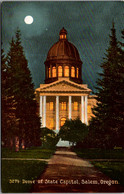 Oregon Salem Dome Of State Capitol At Night Under Full Moon - Salem