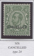 GV SGspec N5t 1/2d Wmk Simple Cypher Opt CANCELLED Type 24 - RRR - Unused Stamps