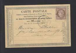 CARTE POSTALE PRÉCURSEUR N° 58 Obl PARIS ETOILE 26 - 1849-1876: Periodo Clásico