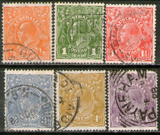 AUSTRALIA Serie No Completa X 6 Sellos Usados REY GEORGE V Años 1926-28 – Valorizada En Catálogo U$S 28.10 - Oblitérés