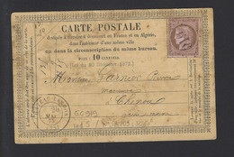 CARTE POSTALE PRÉCURSEUR N° 58 Obl CHATEAU LANDON GC 919 - 1849-1876: Klassieke Periode