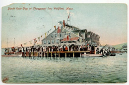 United States 1909 Postcard Wellfleet, Massachusetts - Yacht Race Day, Chequesset Inn; Boston & Cape Cod RPO Postmark - Cape Cod