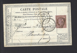 CARTE POSTALE PRÉCURSEUR N° 58 Obl LILLE GC 2040 Pour WAMBRECHIES - 1849-1876: Classic Period
