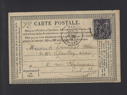 CARTE POSTALE PRÉCURSEUR N°89 Obl PARIS - 1877-1920: Semi Modern Period
