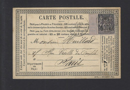 CARTE POSTALE PRÉCURSEUR N°89 Obl PARIS - 1877-1920: Semi Modern Period