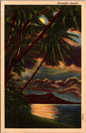 Hawaii Moonlight Scene Curteich - Oahu