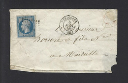 FRANCE LETTRE N° 14 Obl  PERIGUEUX - 1849-1876: Klassieke Periode