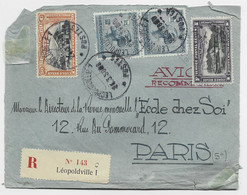 CONGO BELGE 50C+1FR75X2PA 1FR LETTRE COVER DEFAUT REC LEOPOLDVILLE 24.3.1930 TO FRANCE - Covers & Documents