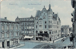 FORST Lausitz Berliner Platz Belebt Vogelschau Geschäft Schuhwarenhaus Zum Stern Gelaufen 2.2.1909 - Forst