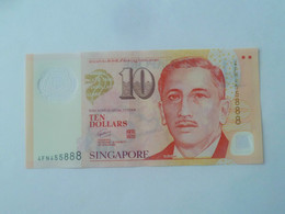 RARE !!! Singapore Polymer Portrait Series $10 Banknote Repeater Nice Lucky Number Ref: 4FN 455888 (#208) - Singapore