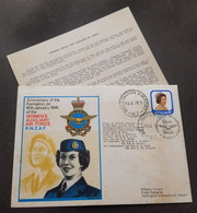 New Zealand Formation Women Auxiliary Air Force RNZAF 1978 Flight (FDC) *toning - Lettres & Documents