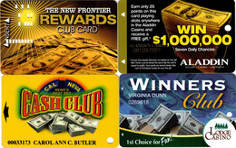 Lot De 4 Cartes Casino : New Frontier (LV) - Aladdin (LV) - Cal-Neva (Reno NV) - Lodge (Black Hawk CO) - Casinokaarten