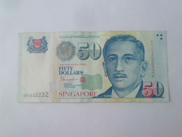 Banknote - Singapore $50 Dollars Portrait Series Repeater Nice Lucky Number Ref: 5HZ 232 232 (#209) AU - Singapour