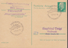 DDR Postal Stationery Ganzsache W. Ulbricht Antwort III 18 185 Ag 400 Fährschiff 'Warnemünde' SASSNITZ-TRELLEBORG 1967 - Postkarten - Gebraucht