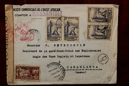 Côte D'Ivoire 1940's Sassandra France Pour Maroc Cover AOF Colonie Censure YA 601 Contrôle Postal D0 - Storia Postale