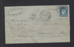FRANCE LETTRE N° 60 Obl GARE DE CHALON SUR SAONE + BM - 1849-1876: Période Classique