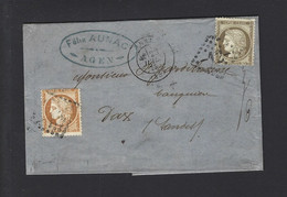 FRANCE LETTRE N° 56 38  Obl AGEN GC 12 - 1849-1876: Période Classique