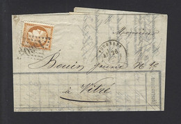 FRANCE LETTRE N° 38  Obl FOUGERES GC 1560 - 1849-1876: Période Classique