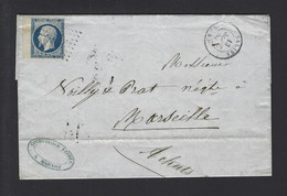 FRANCE LETTRE N° 14 Obl SALINS - 1849-1876: Periodo Classico