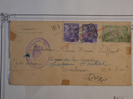 BN7  ESPANA    BELLE LETTRE CENSUREE RR 1939 BARCELONA   A TOULOUSE  FRANCE ++ + AFFRANCH. INTERESSANT - Republicans Censor Marks