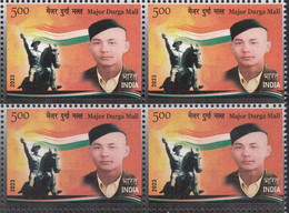 India 2023 Major Durga Mall, Gorkha Soldier, Indian National Army Block Of 4 Stamps MNH As Per Scan - Otros & Sin Clasificación