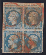 NAPOLEON -  N° 22   Bloc De 4  Oblitération Rouge Sur Fragment- Cote :  € - 1862 Napoléon III.