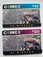 USA PREPAID LCI 2 CARDS COINEX AMERICAN COINS TICKETS 10$ + 20$ UT - Francobolli & Monete