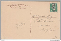 00230p France CP Paris TP Pasteur Non Oblitéré V.Anvers(Belgique) Oblitération Roulette - 1922-26 Pasteur