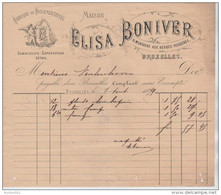 00318a Bruxelles 1879 Facture E. Boniver  8 Montagnes Aux Herbes Potagères Fabrique De Passementeries - Textilos & Vestidos