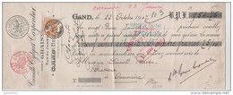 00417a Bruxelles (effet De Commerce) De Gand 1907 TP79 1Fr Perforé B.F Banque De Flandre Mandat De 954,75 Fr - 1863-09