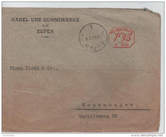 00631a Eupen 1927 C. Méc. B 230 1.75 Fr Lettre Kabel & Gummiwerke V. Kopenhagen - Sonstige & Ohne Zuordnung