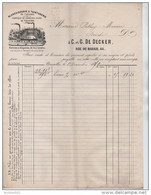 00833a Bruxelles-Brussel Facture De C.G. De Decker 1879 Blanchisserie & Teinturerie Rue Du Marais - Vestiario & Tessile