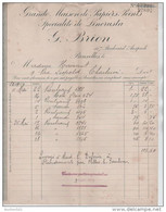 01020a Bruxelles-Brussel 1909 Facture De G. Brion Grande Maison De Papiers Peints - Stamperia & Cartoleria